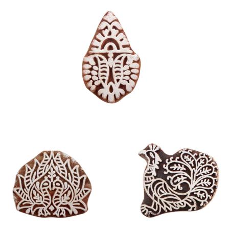 Set of 3 Piece New Mix Wooden Printing Blocks